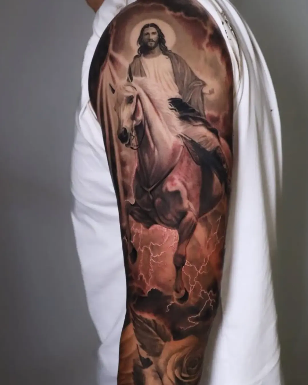 black and grey and color tattoo