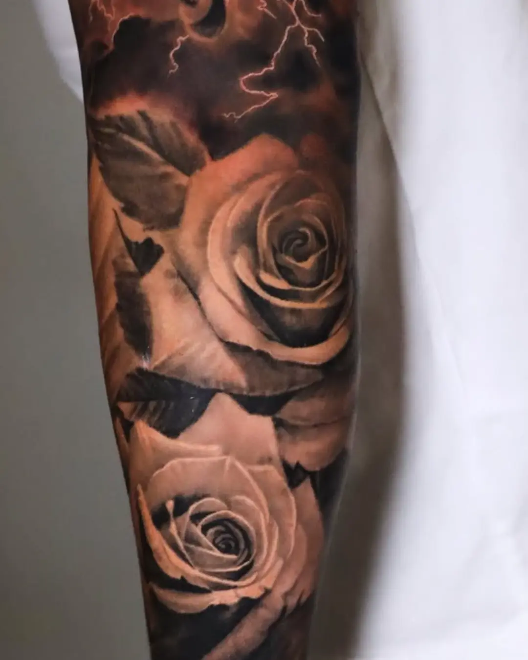 black and grey rose tattoo