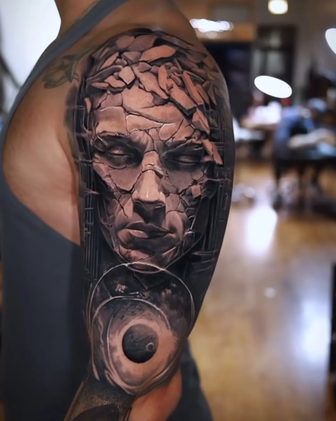 black and grey traditional tattoo