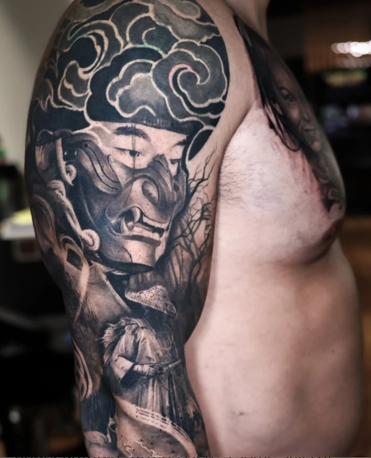 Black and grey traditional tattoo