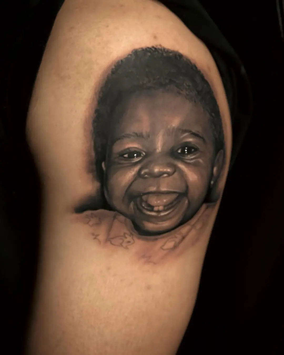 Shoulder portrait tattoo studio Chicago