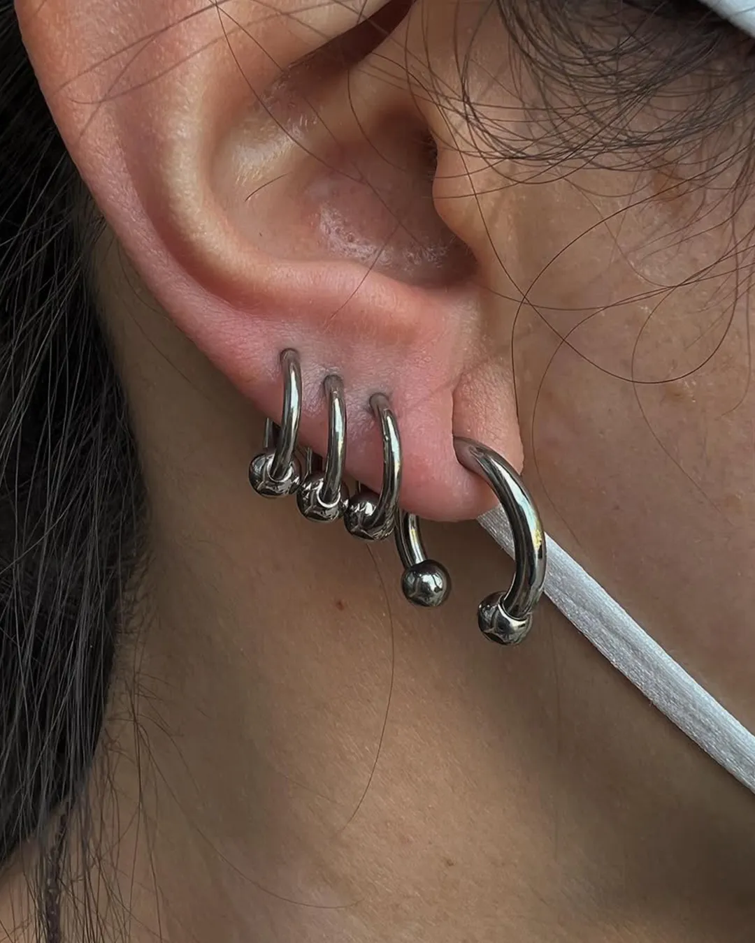 madeline kelso triple lobe piercings captive bead rings