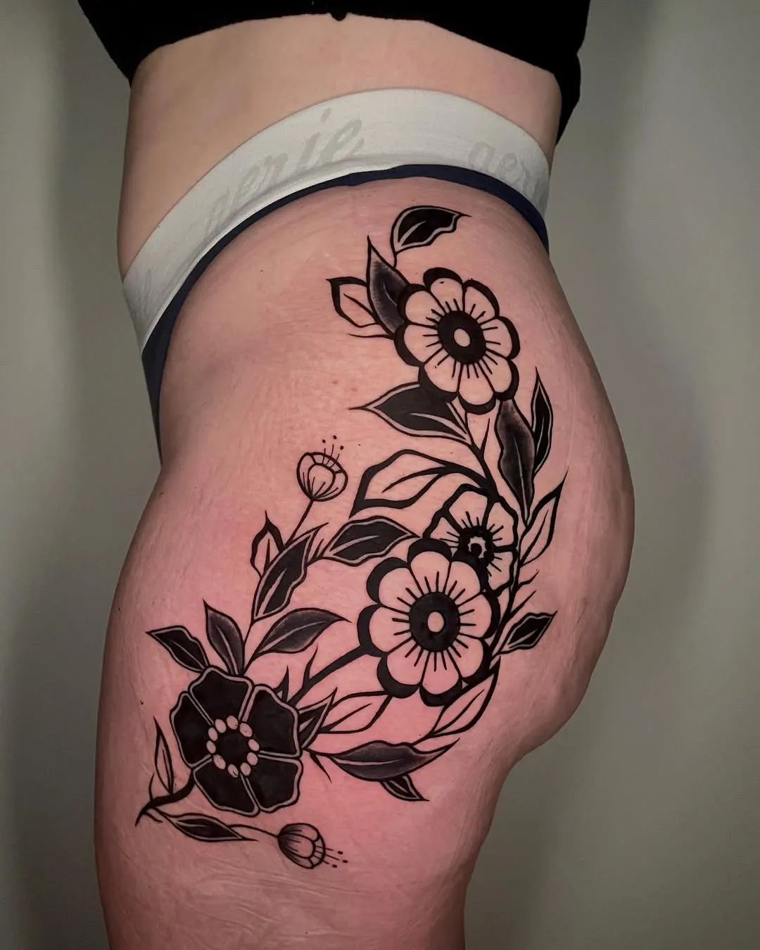 molly kelso traditional blackwork floral tattoo artist chicago