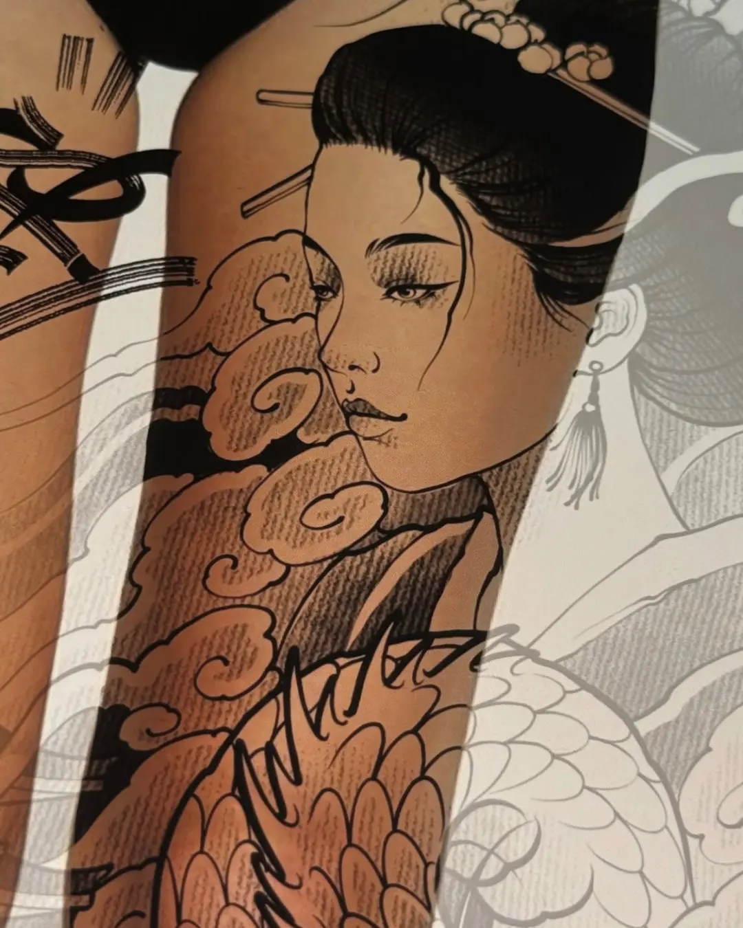 Japanese tattoos Chicago geisha portrait