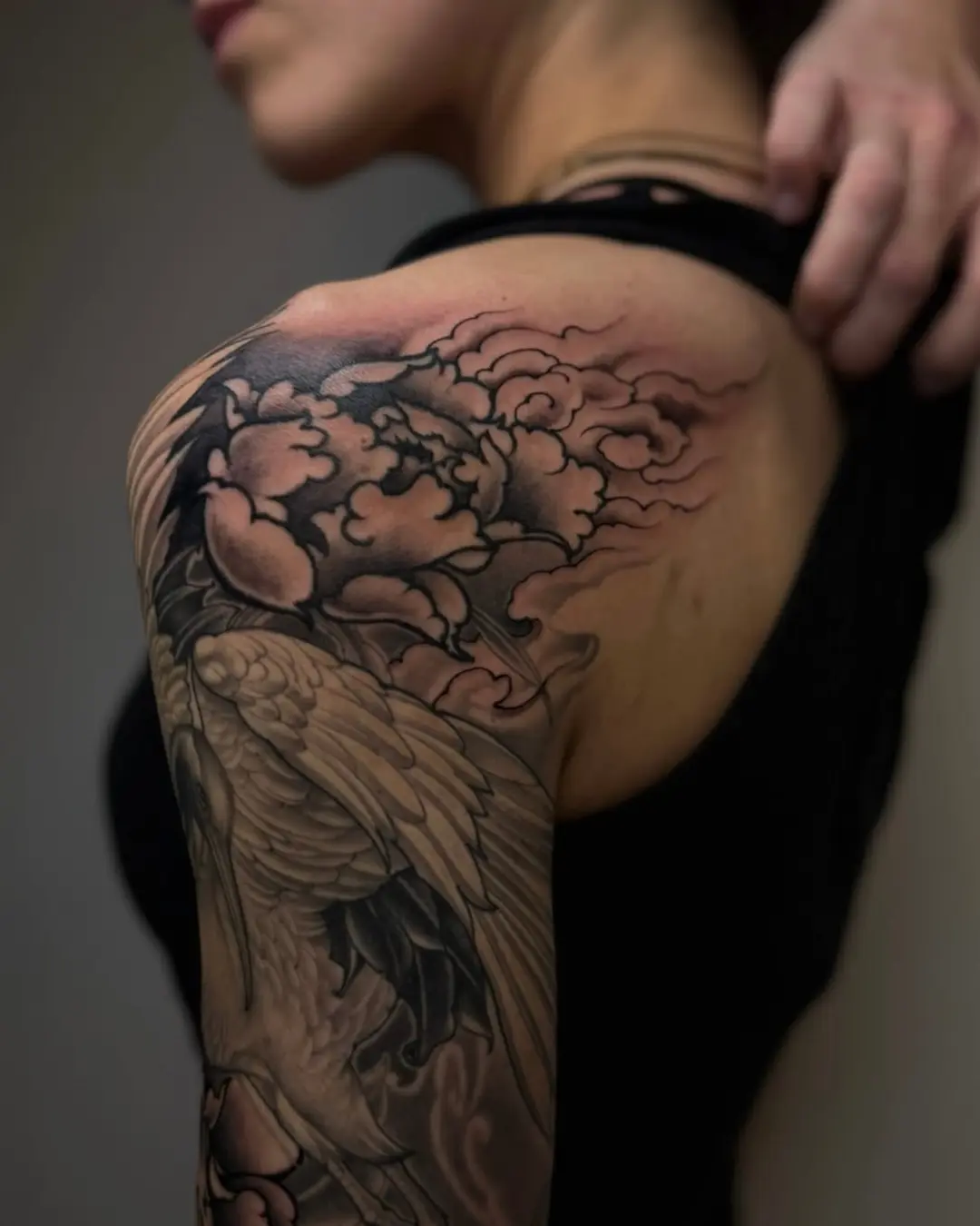 Japanese tattoos Chicago phoenix irezumi design symbolizing rebirth at Black Atlas Studios
