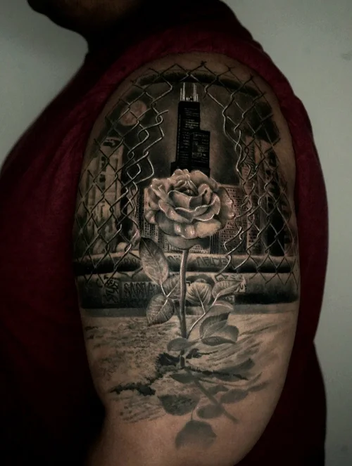 Nelson Aviles black and grey tattoo