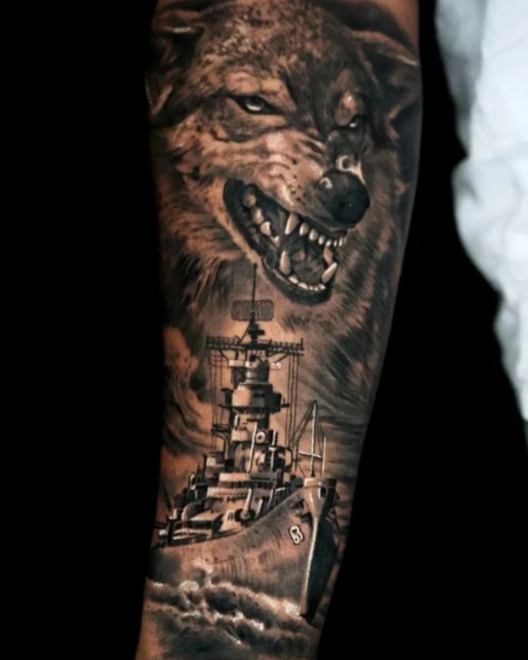 Surrealism-tattoo-of-an-owl-with-a-doorway-in-its-chest-revealing-a-mysterious-silhouette