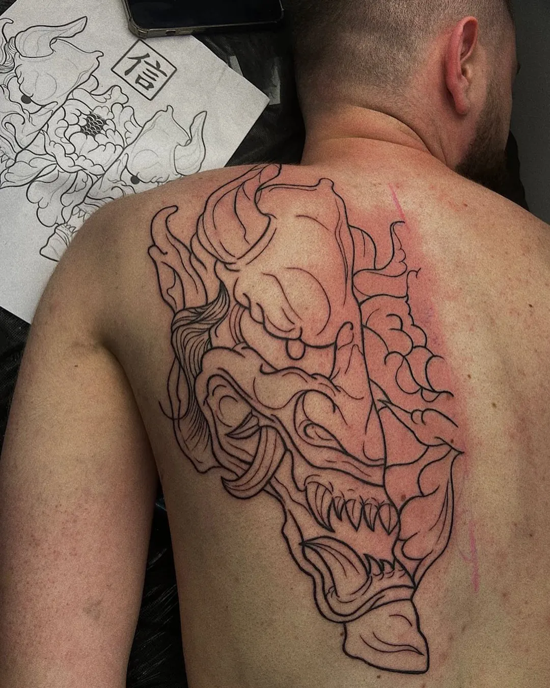 sofiia tattoo artist chicago back tattoo hannya mask japanese