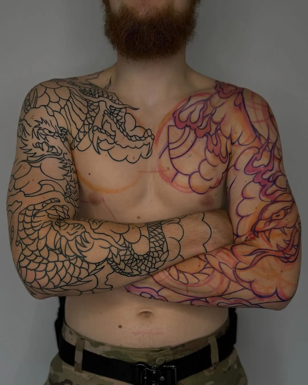 sofiia tattoo artist chicago chest arm tattoo dragon