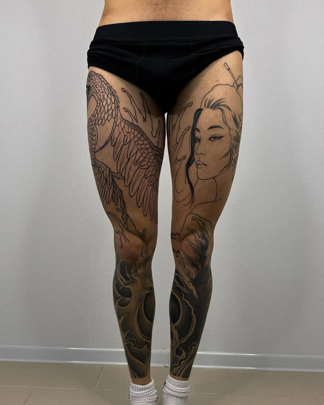 sofiia tattoo artist chicago leg tattoo floral koi