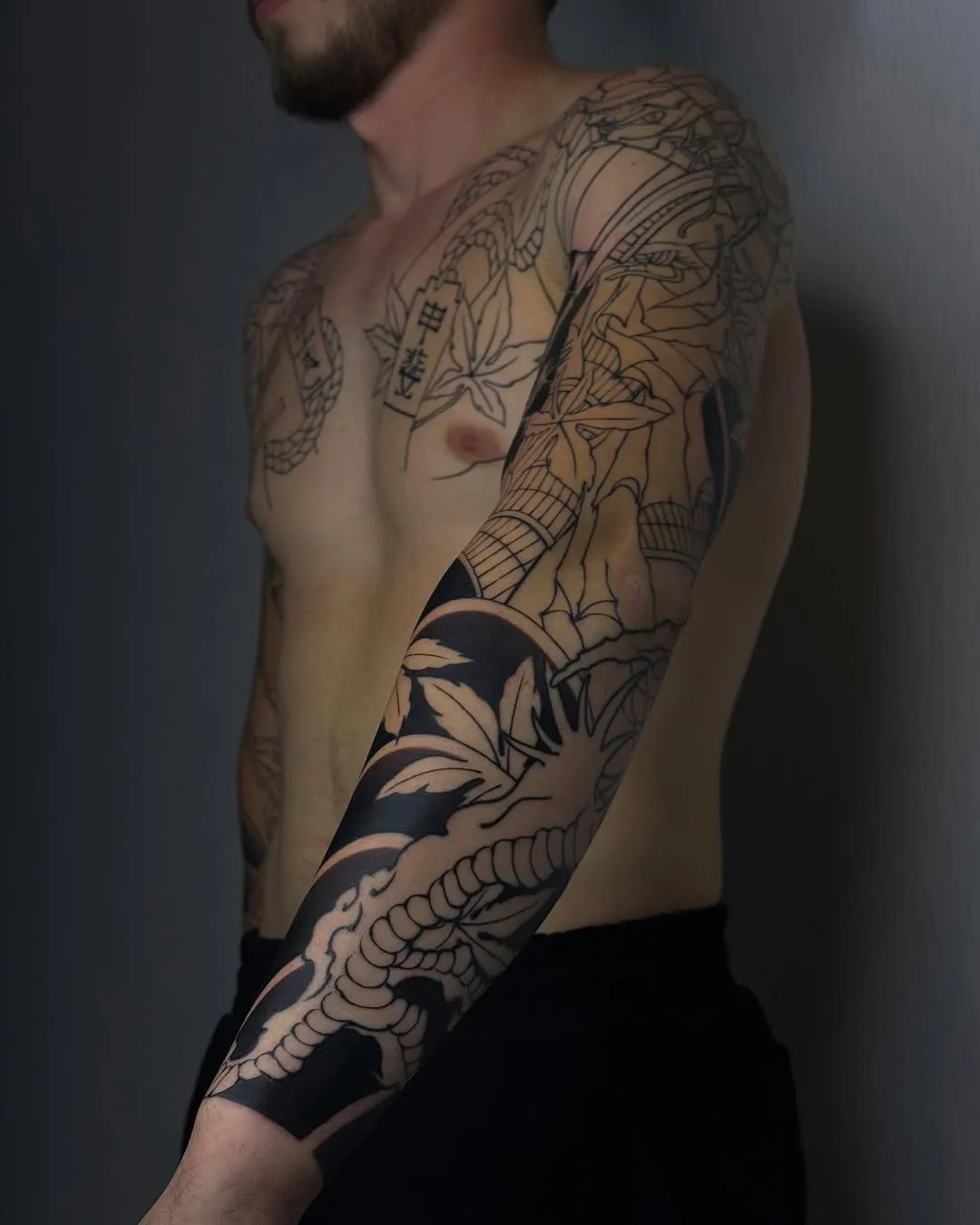 sofiia tattoo artist chicago sleeve tattoo dragon waves