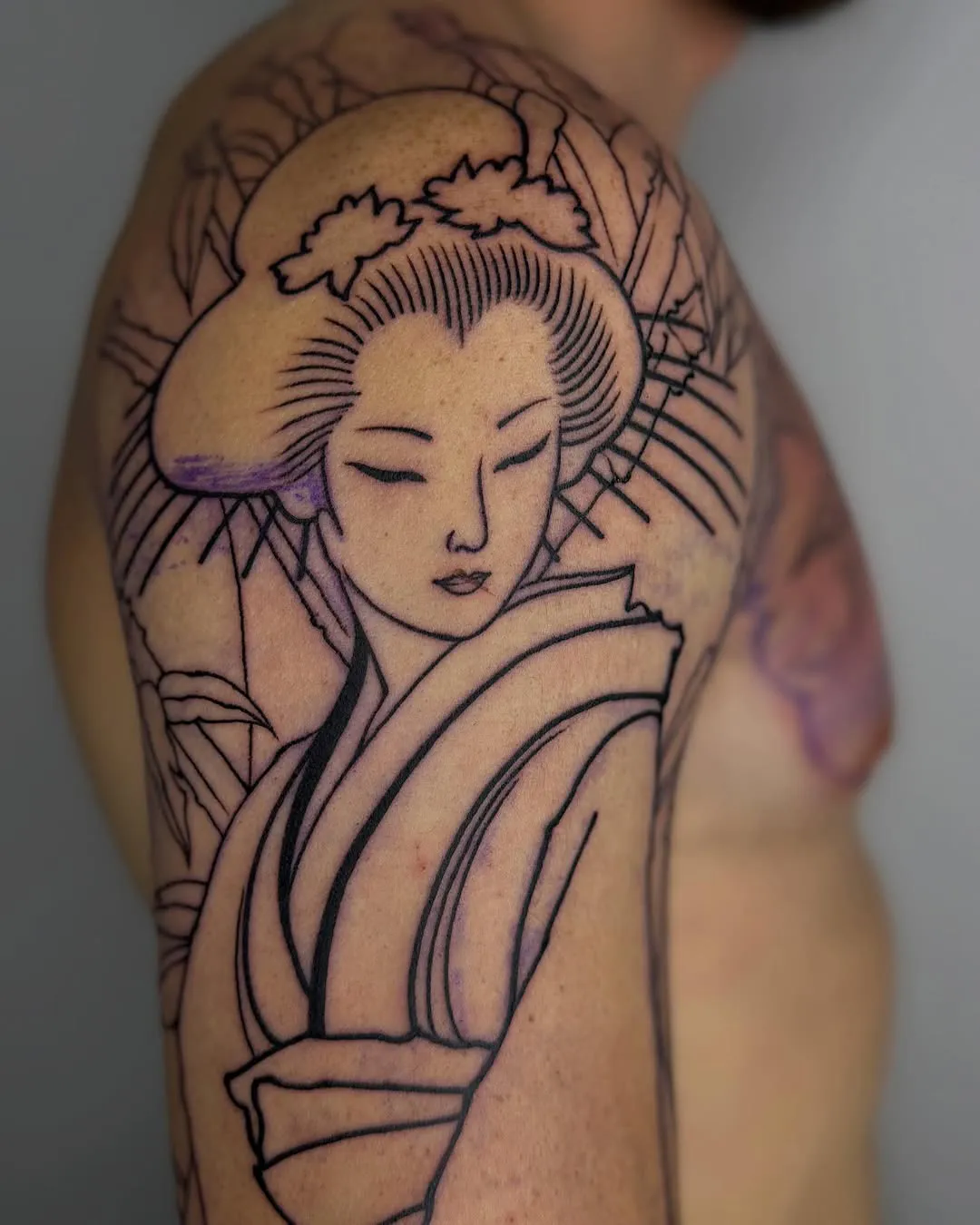 sofiia tattoo artist chicago sleeve tattoo geisha