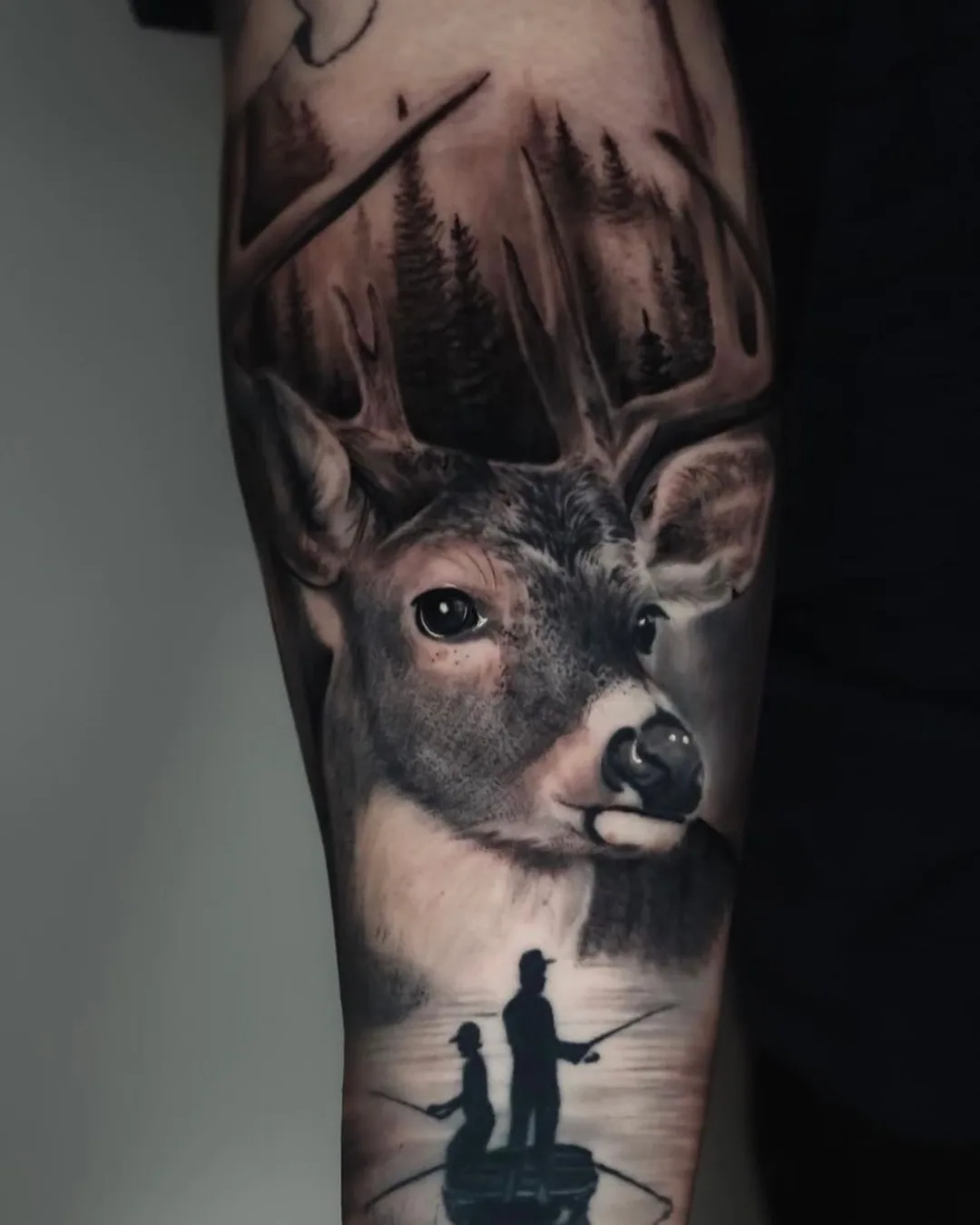 Animal tattoo Chicago deer tattoo evoking intuition and magical fortune