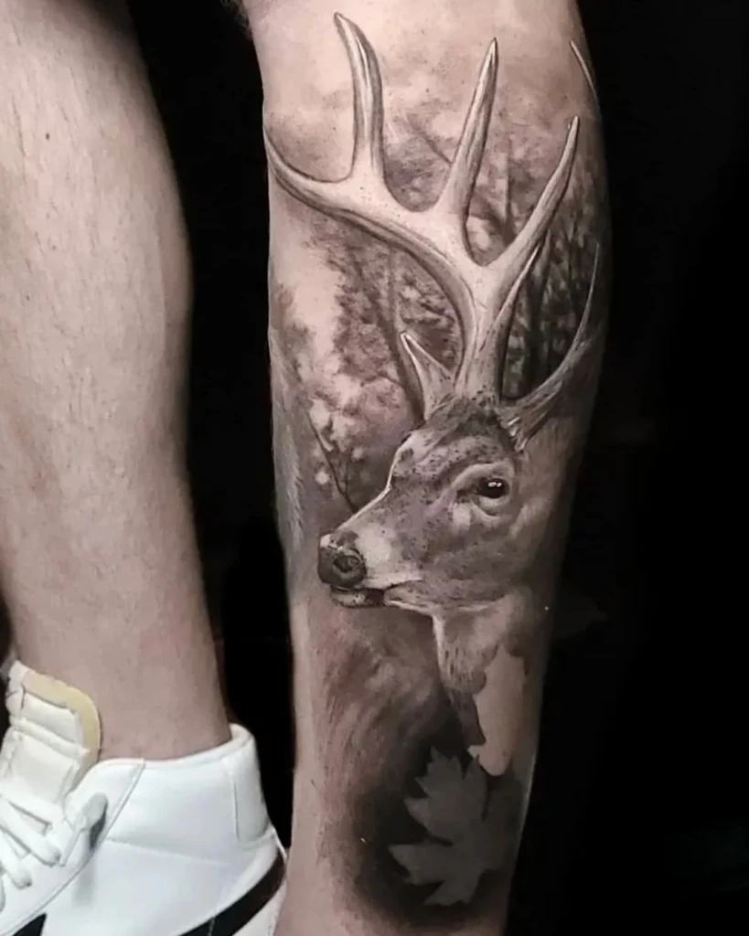Animal tattoo Chicago deer tattoo evoking intuition and prosperity