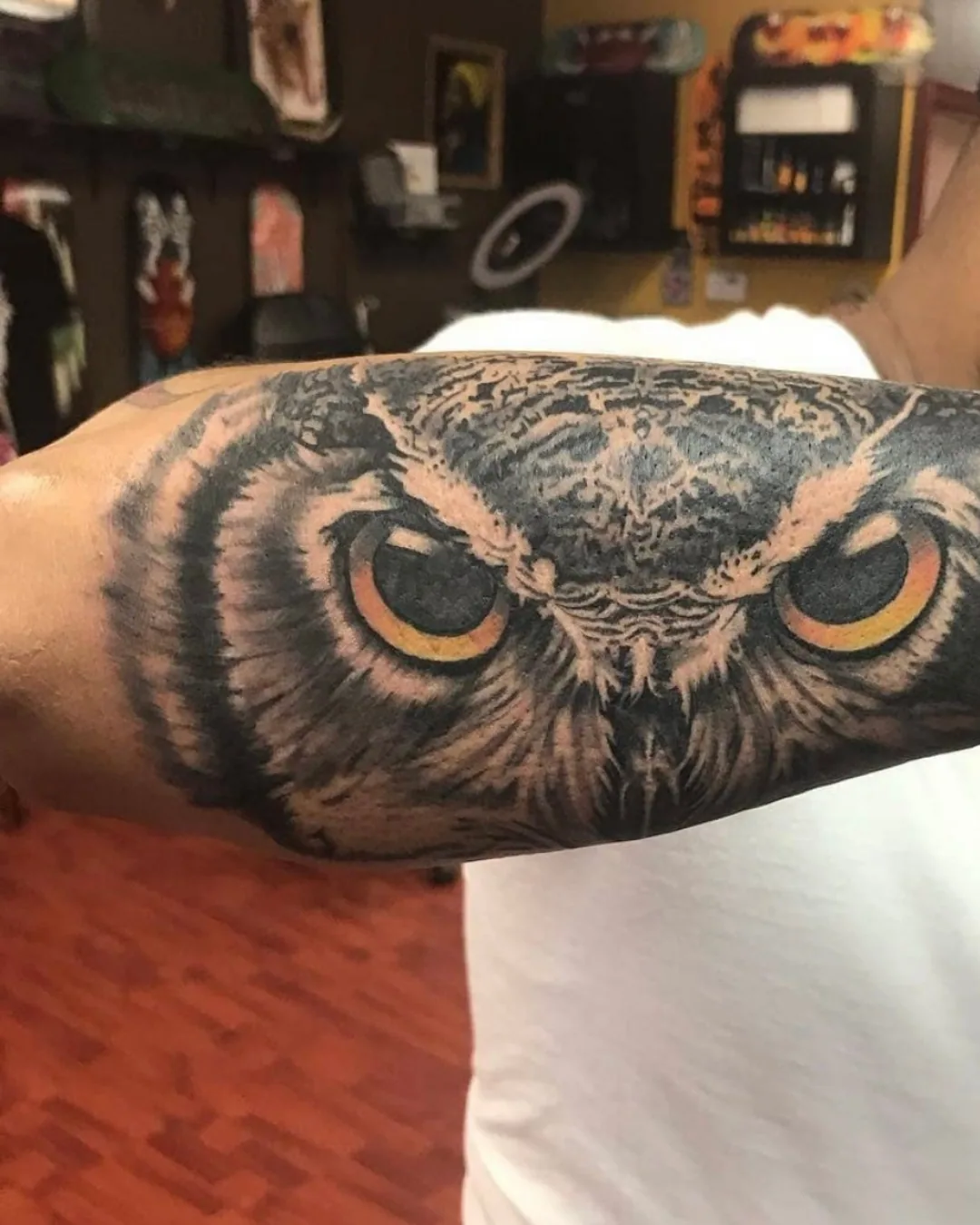 Animal tattoo Chicago owl tattoo representing magical prosperity and sacred fortune