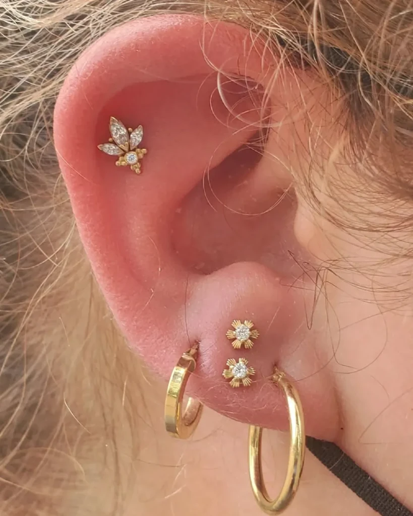 body piercing conch gold flower chicago