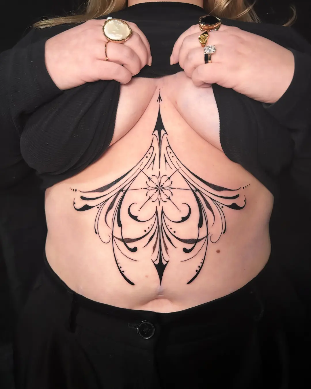 Crystal Thorns ornamental tattoo Chicago decorative ornamental blackwork tattoo design