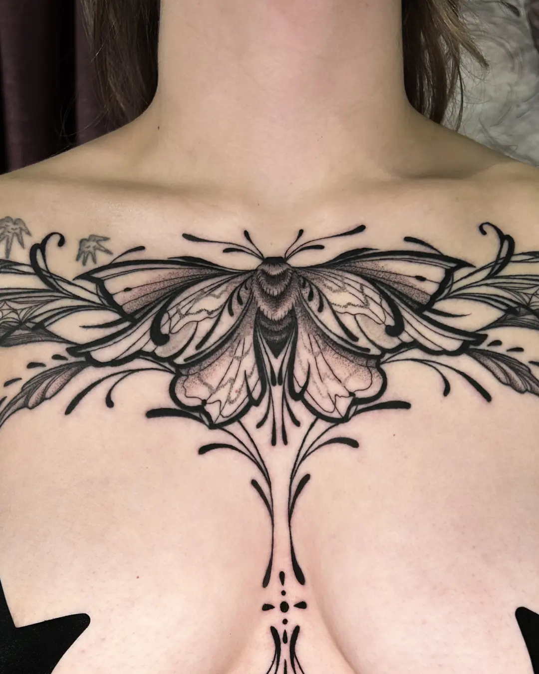 Crystal Thorns ornamental tattoo Chicago delicate ornamental tattoo with symmetrical design