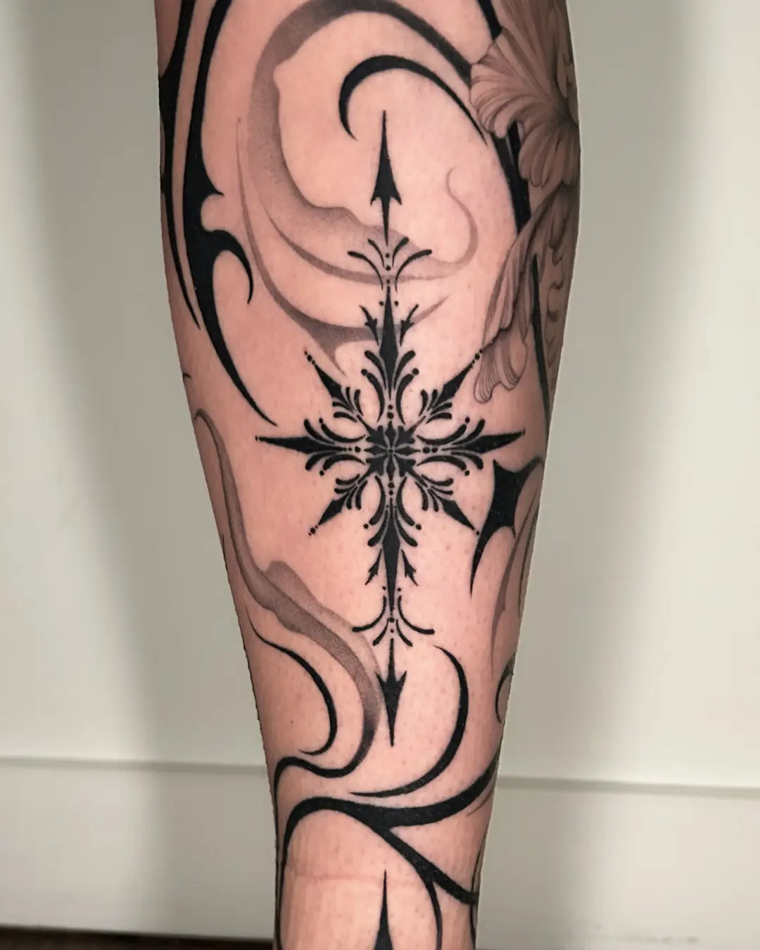 Crystal Thorns ornamental tattoo Chicago ornamental tattoo with intricate linework details