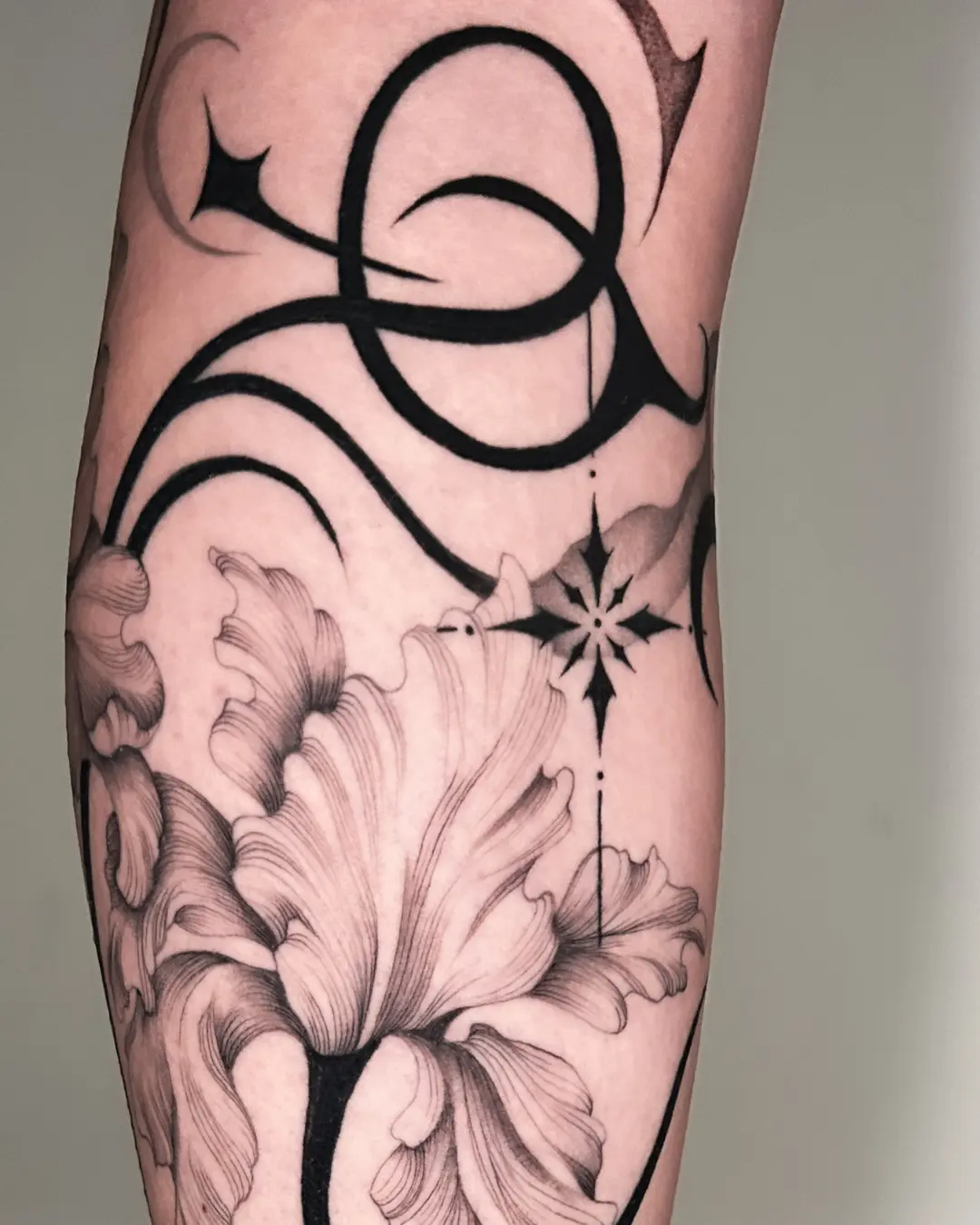 Crystal Thorns ornamental tattoo Chicago symmetrical ornamental tattoo design on skin